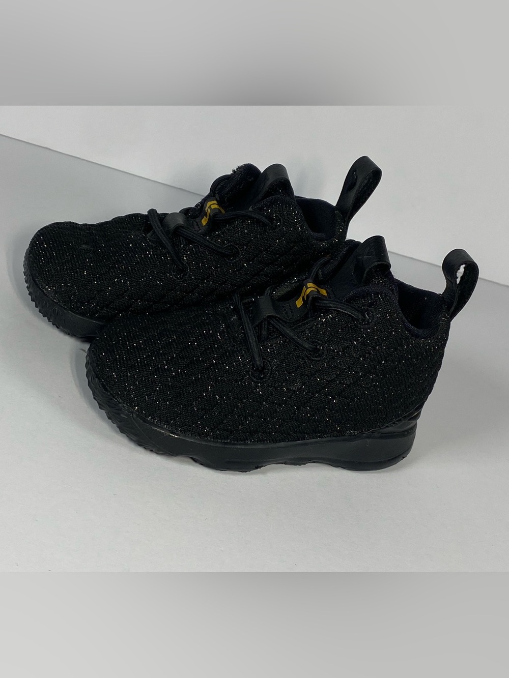 Nike Kids Black Sparkle Knit Slip-On Sneakers with Yellow Accent